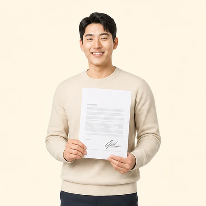 신용불량 장기렌트카 서면 견적서를 들고 있는 고객